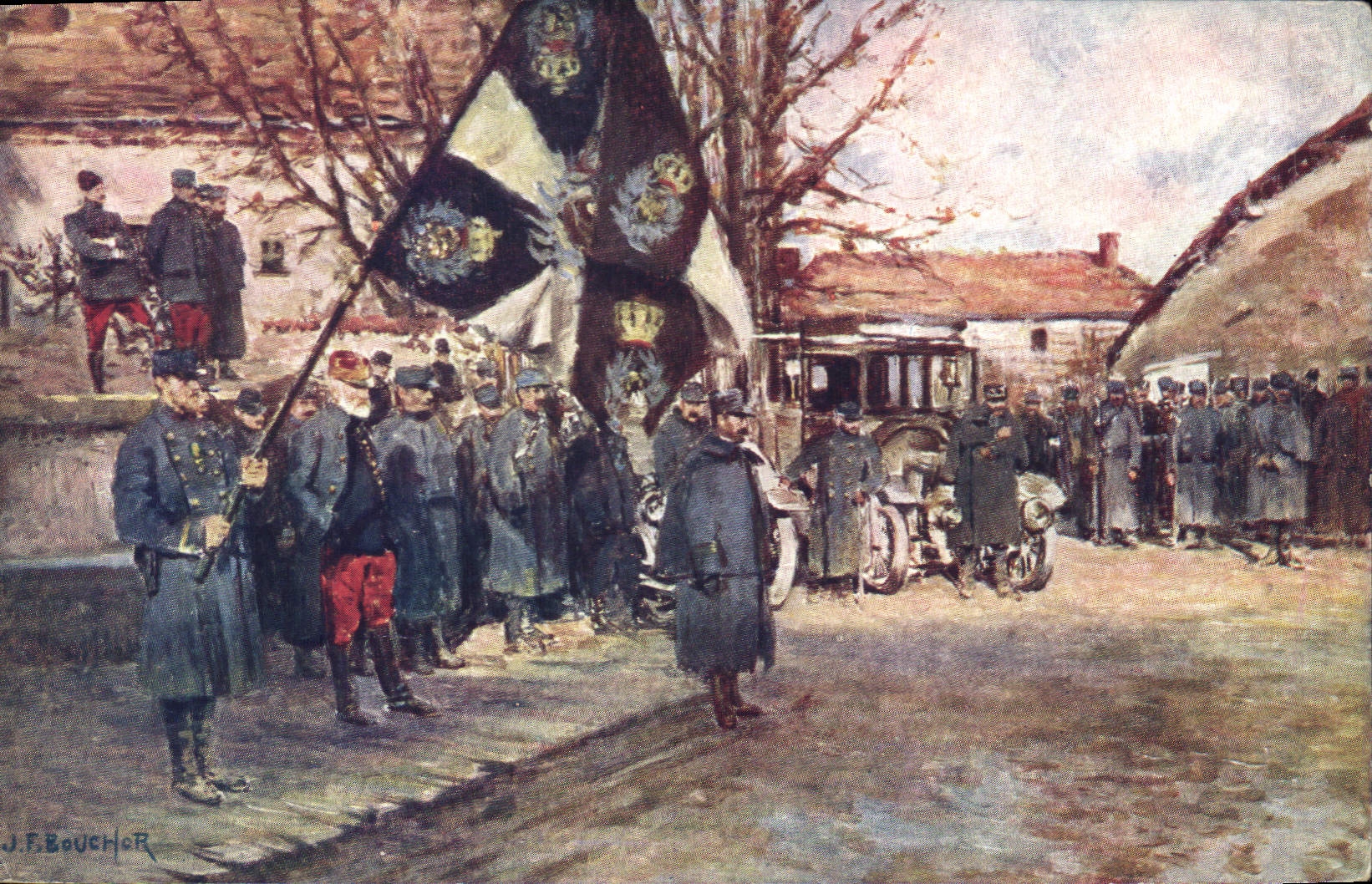 CPA Militaria Drapeau allemand du 87eme regiment d'infanterie de reserve Vassincourt Mussey