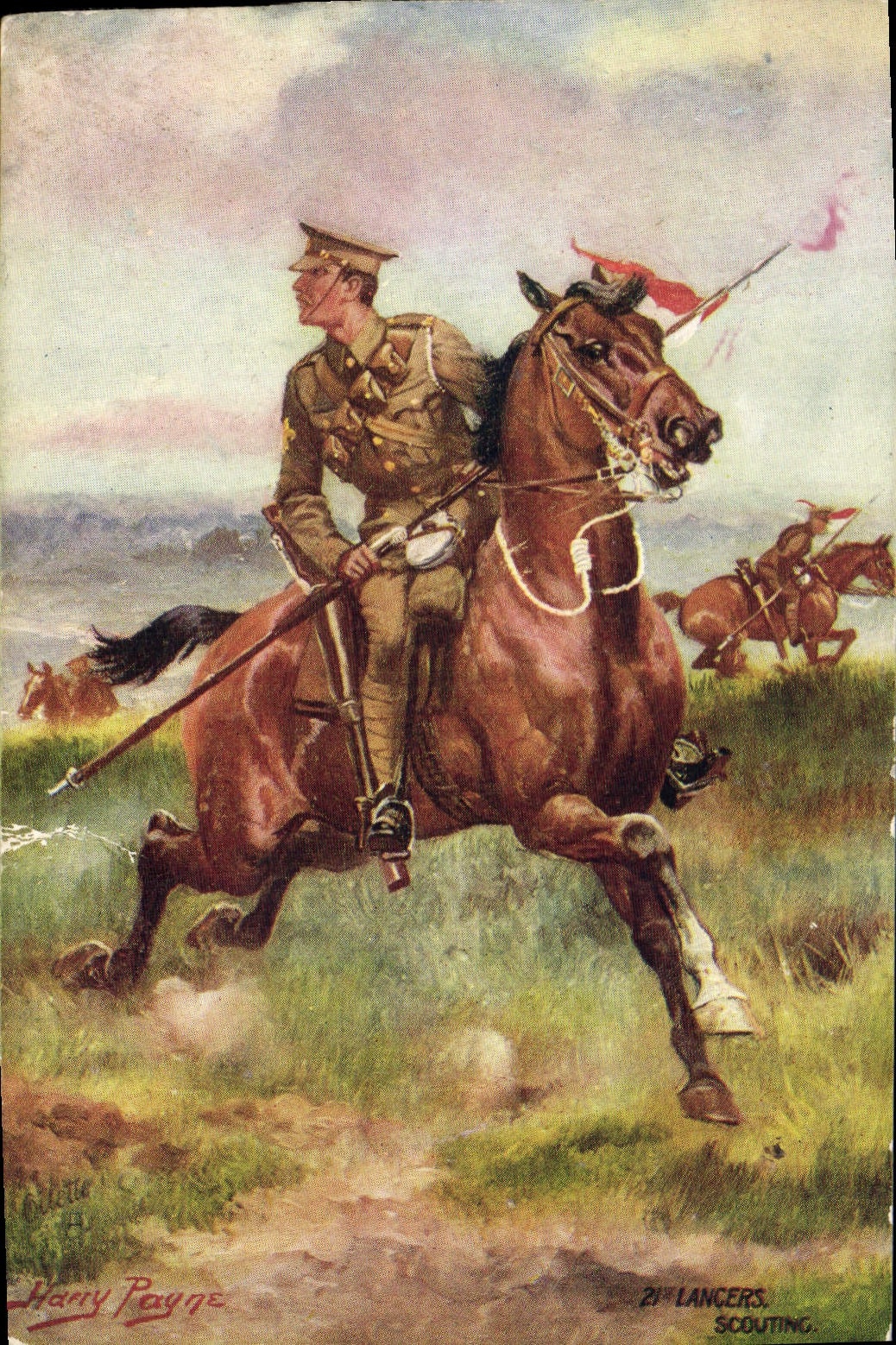 CPA Militaria 21st lancers Scouting