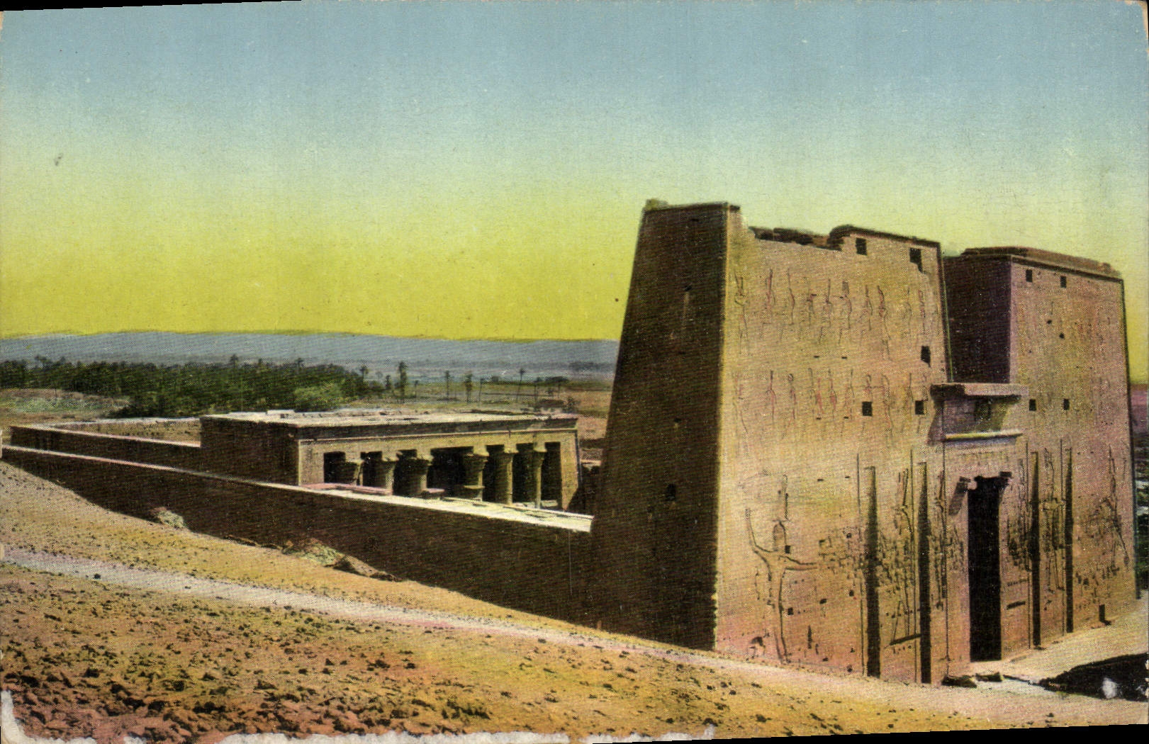 CPA Egypte Egypt Edfu The temple of Horus General View