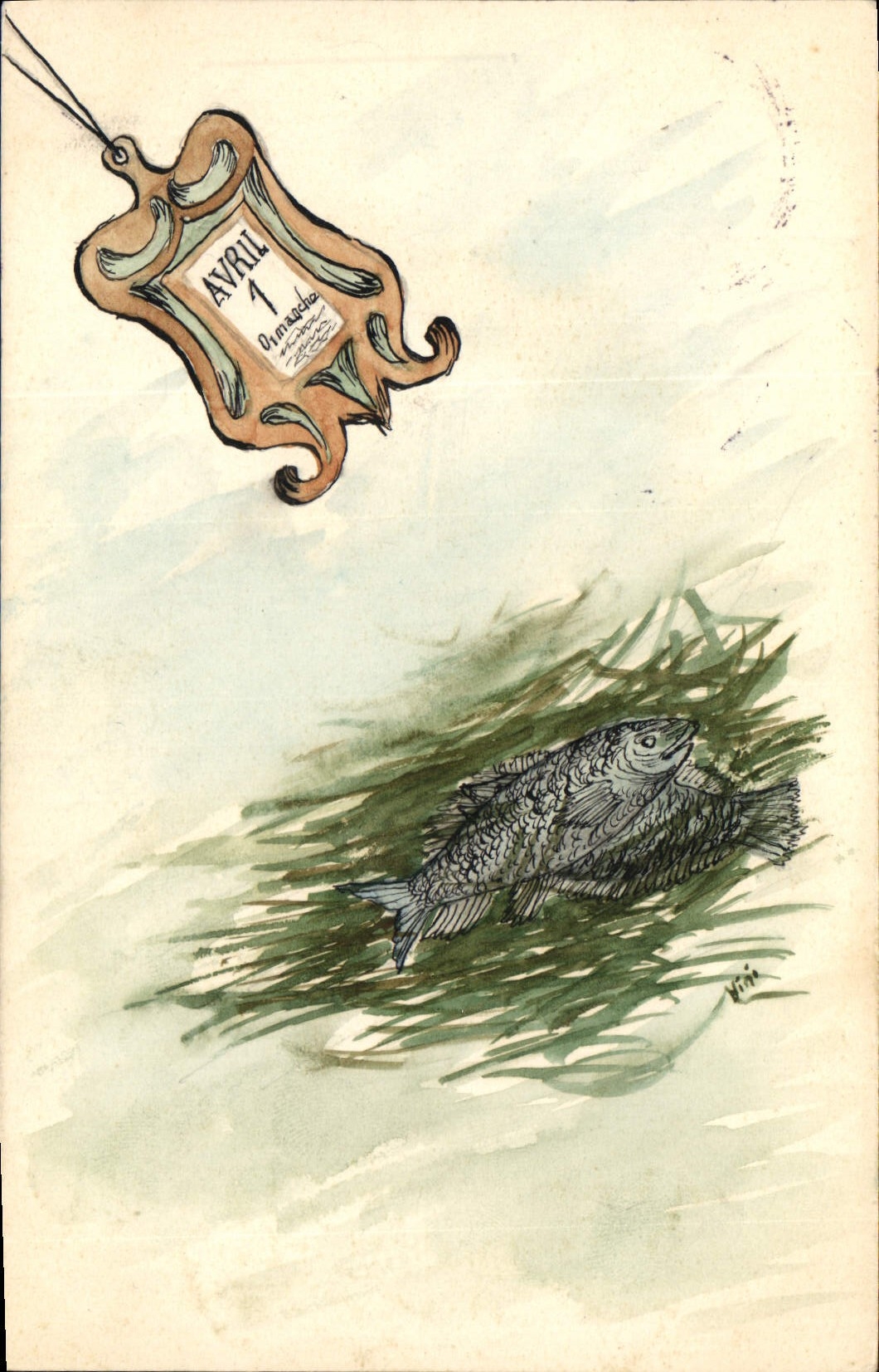 CPA Fantaisie (dessin a la main) Poisson 