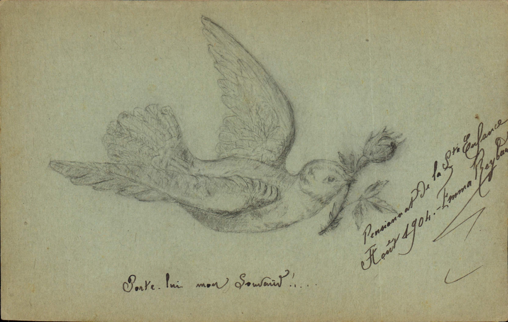 CPA Fantaisie (dessin a la main) Colombe