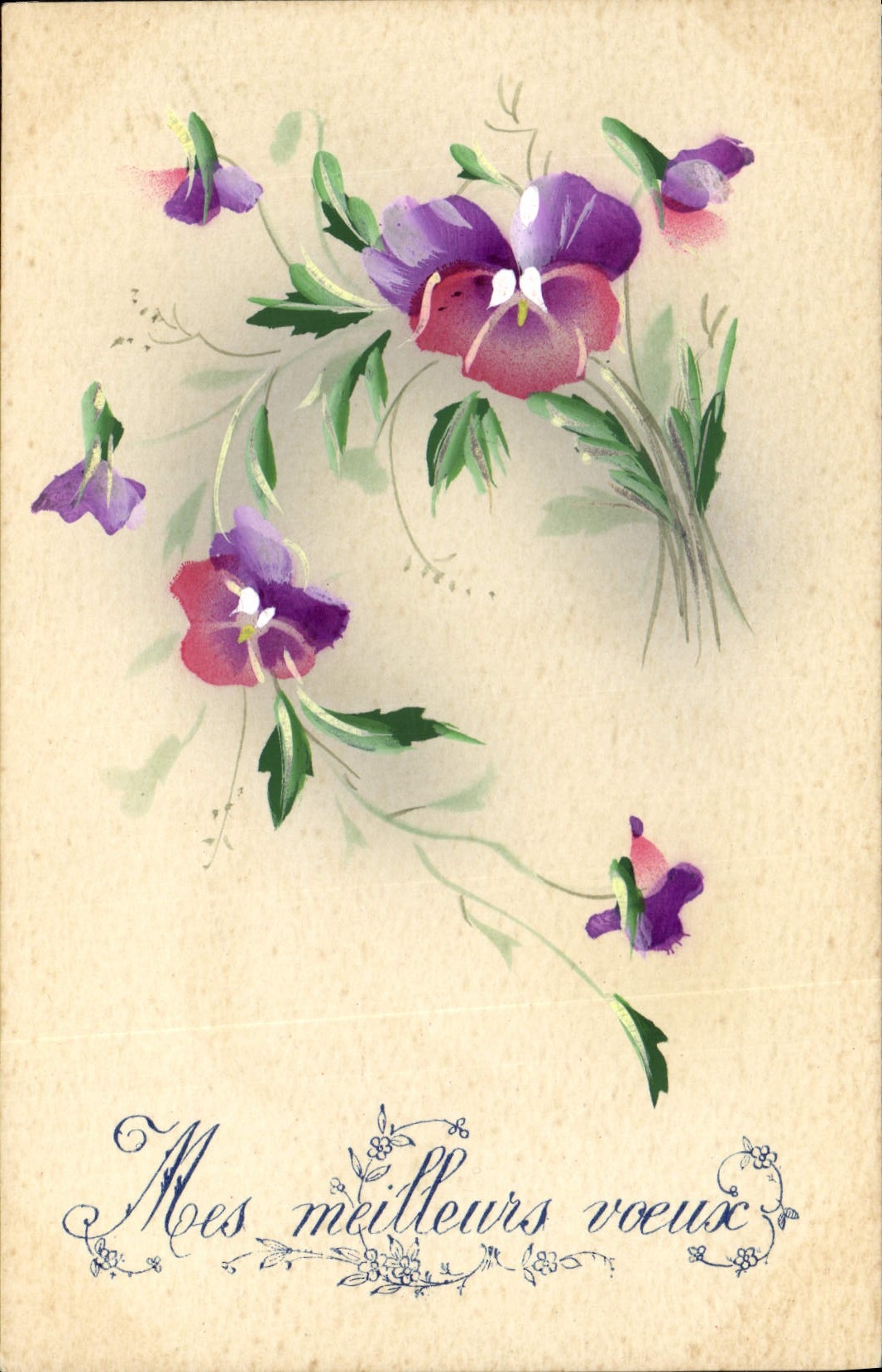 CPA Fantaisie (dessin a la main) Fleurs