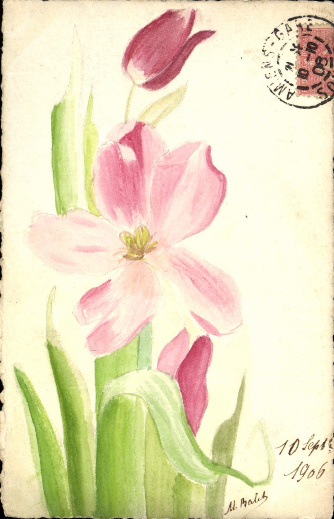 CPA Fantaisie (dessin a la main) Fleurs