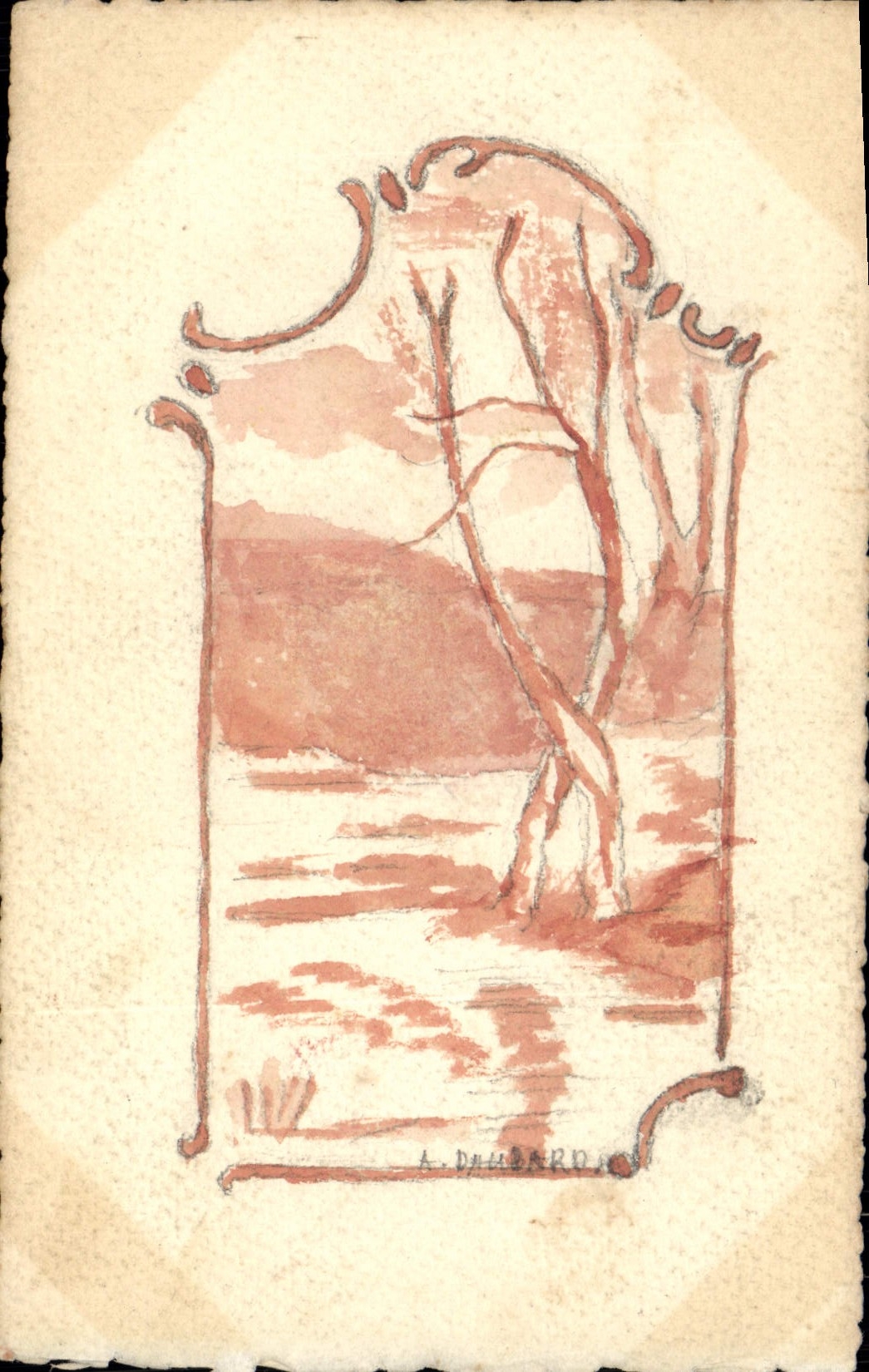 CPA Fantaisie (dessin a la main) Arbre