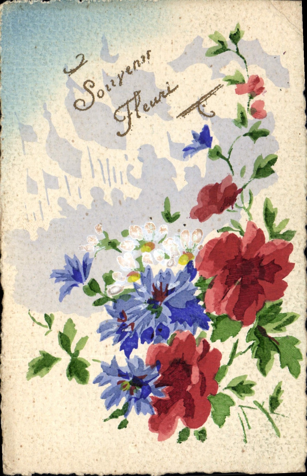 CPA Fantaisie (dessin a la main) Fleurs