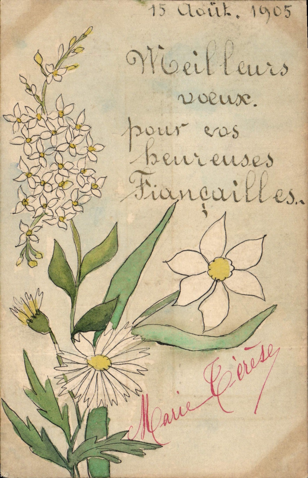 CPA Fantaisie (dessin a la main) Fleurs 