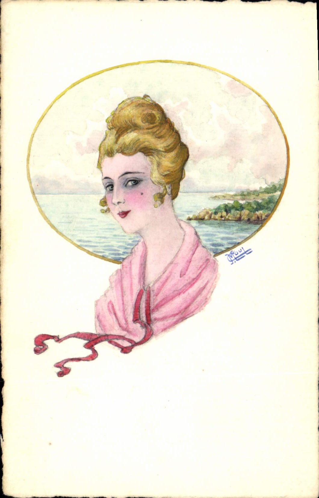 CPA Fantaisie (dessin a la main) Femme