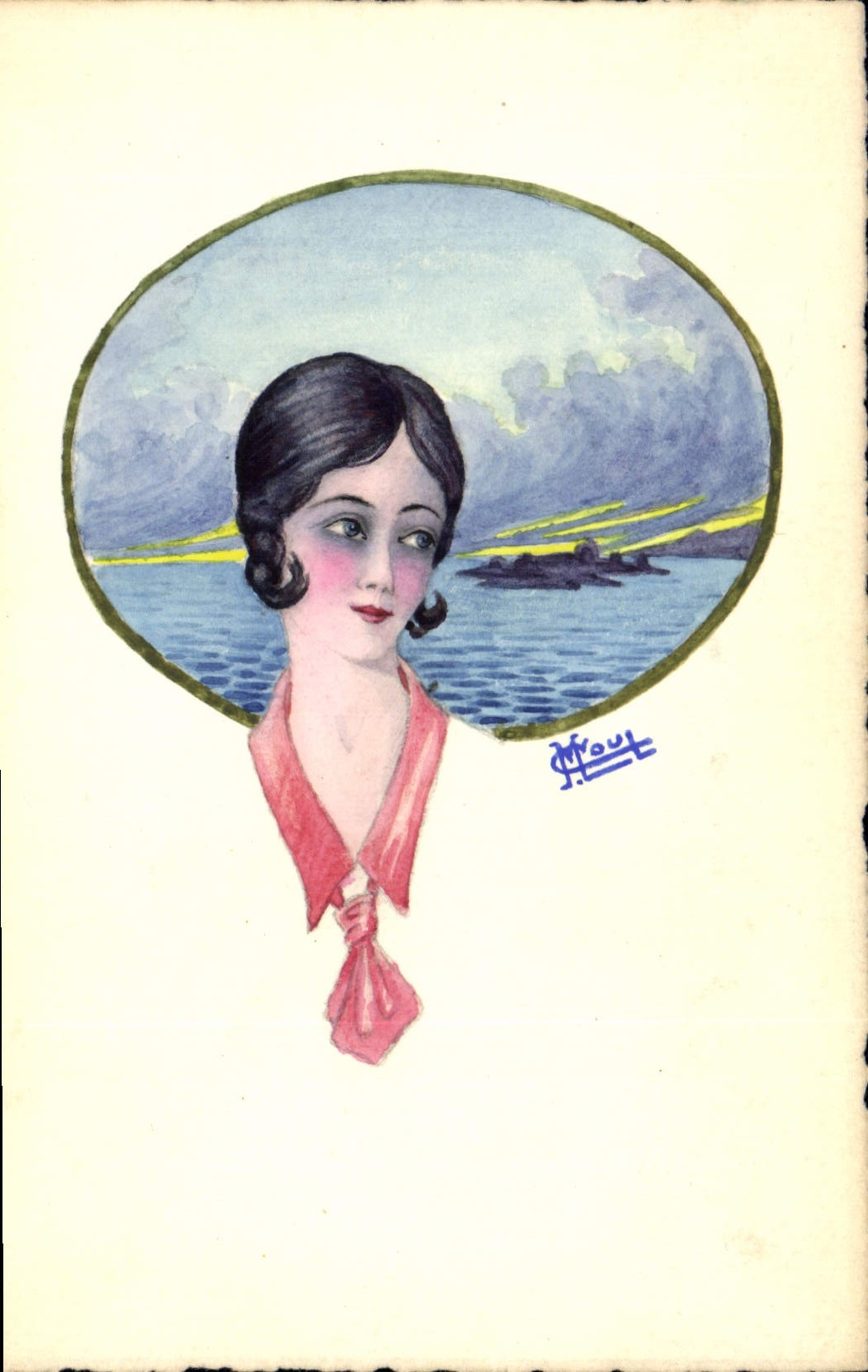 CPA Fantaisie (dessin a la main) Femme