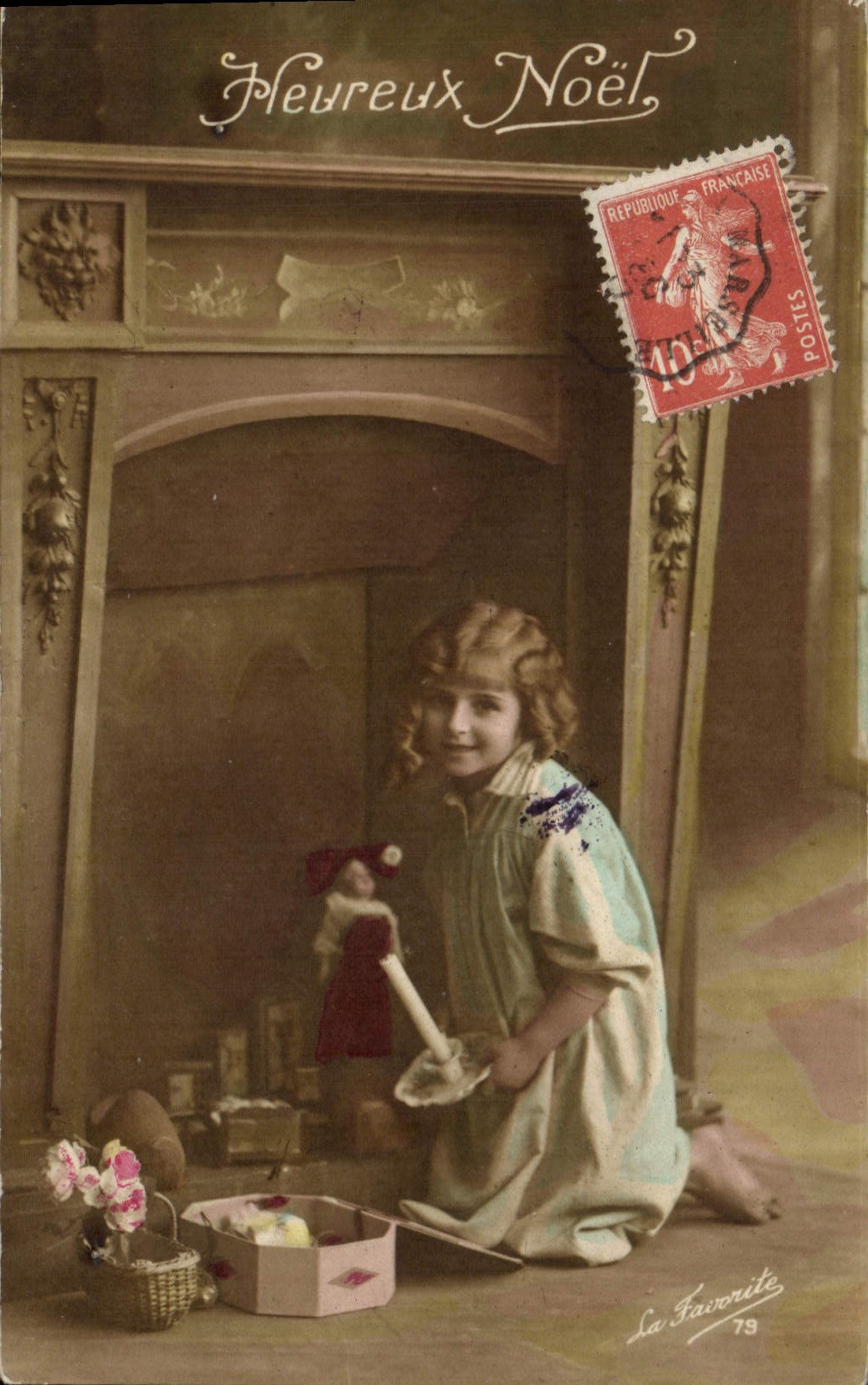 CPA Fantaisie Enfant Poupee Noel