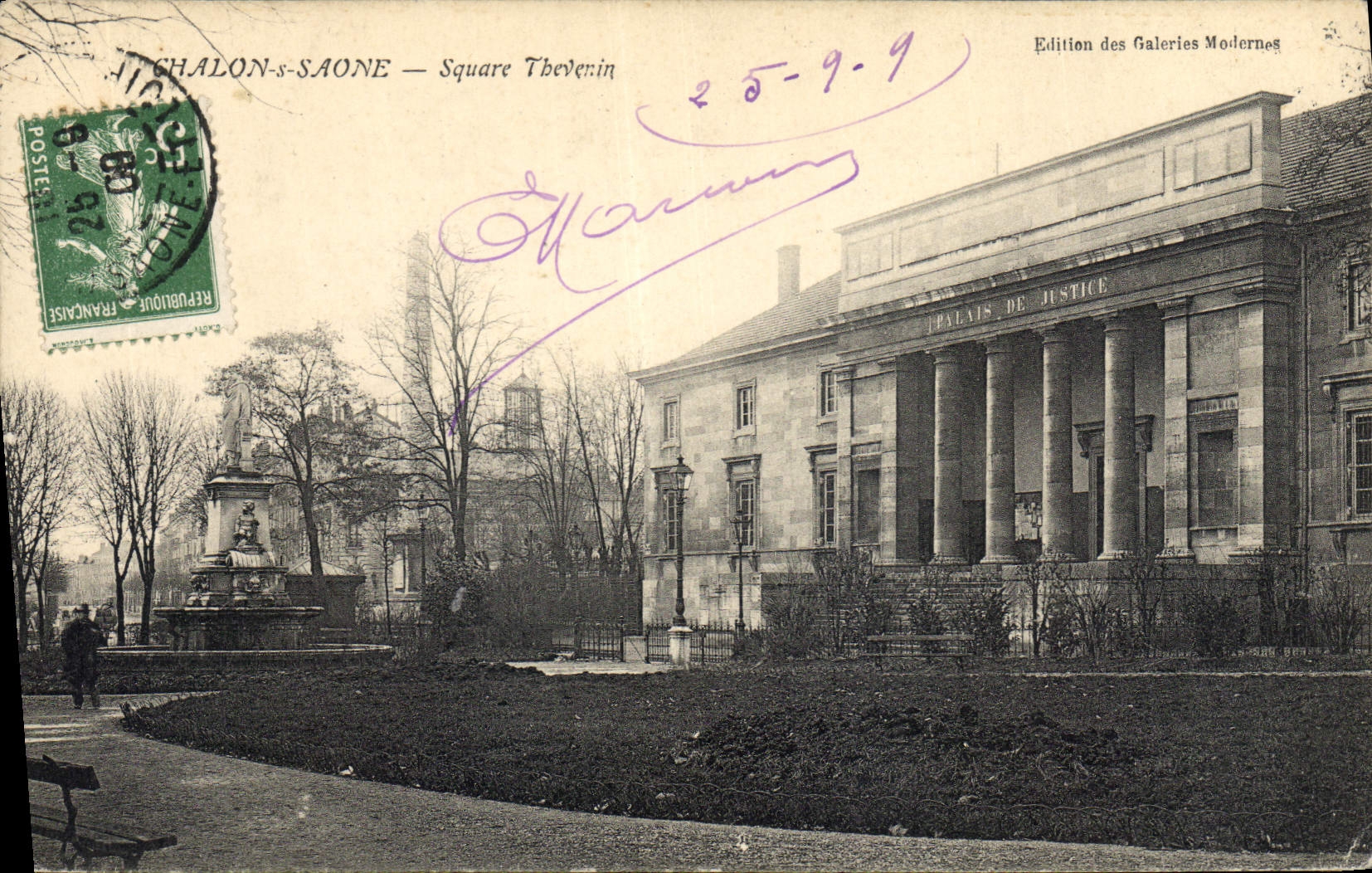 CPA Palais de Justice Chalon sur Saone Square Thevenin