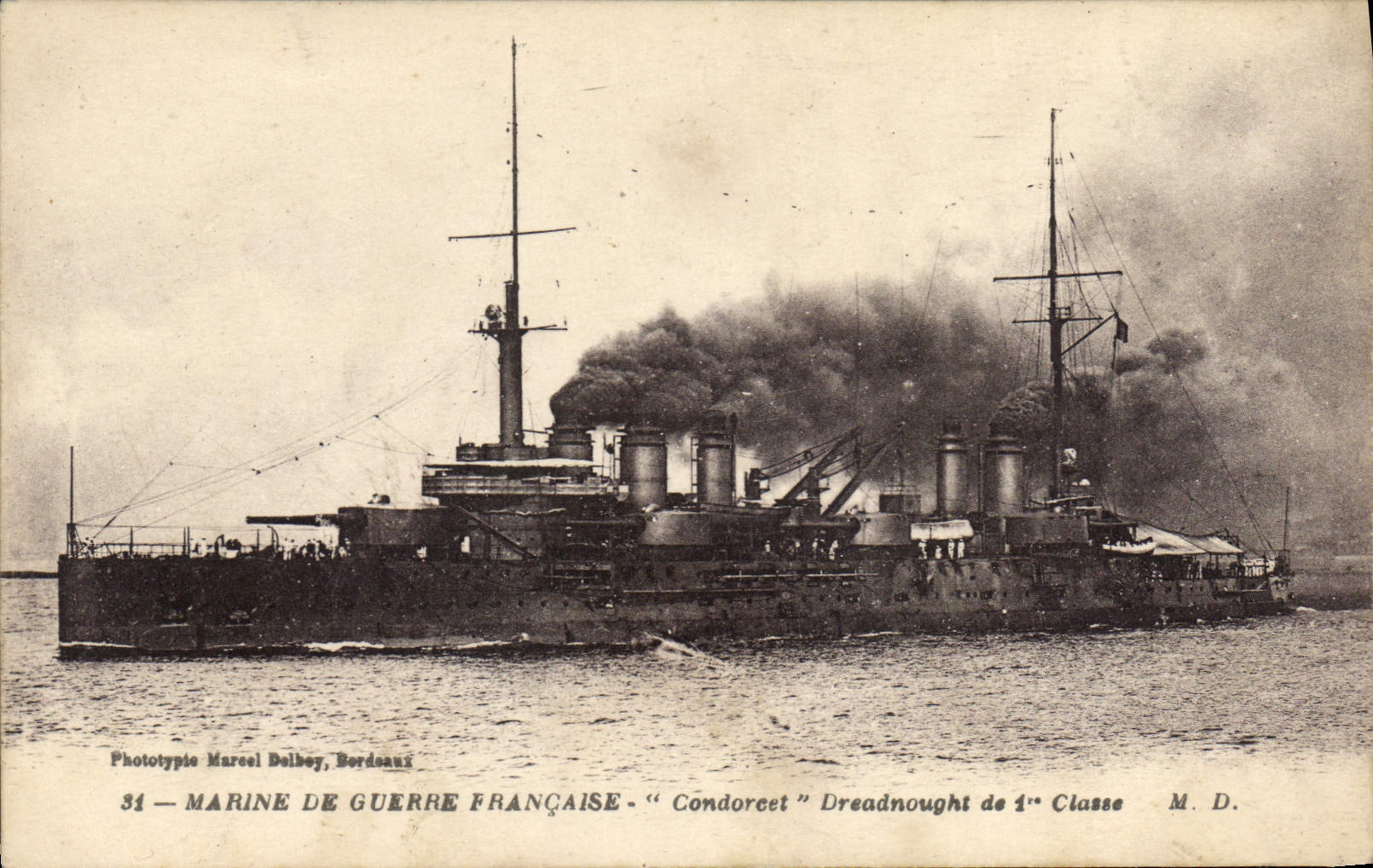 CPA Bateau de Guerre Condorcet Dreadnought de 1ere classe