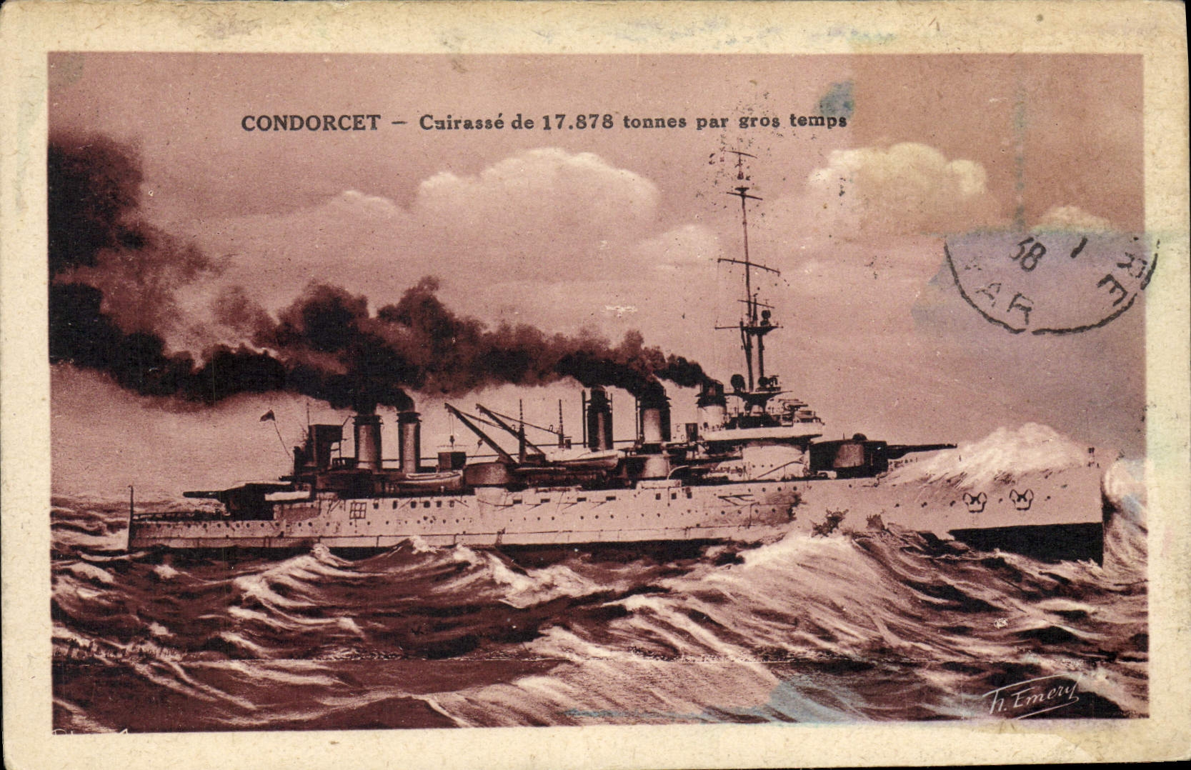 CPA Bateau de Guerre Condorcet Cuirasse