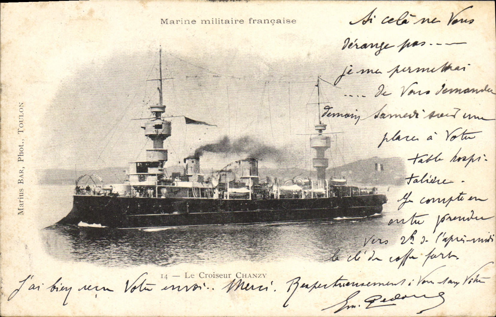 CPA Bateau de Guerre Le croiseur Chanzy
