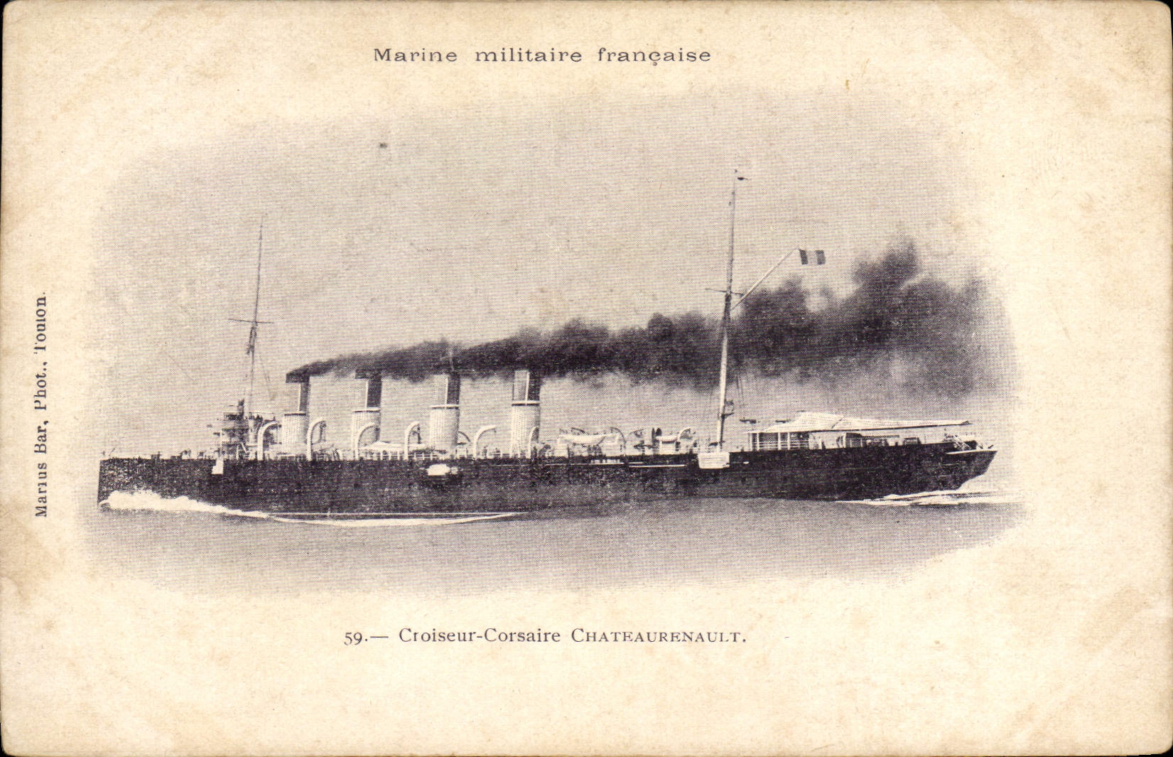 CPA Bateau de Guerre Croiseur Corsaire Chateaurenault