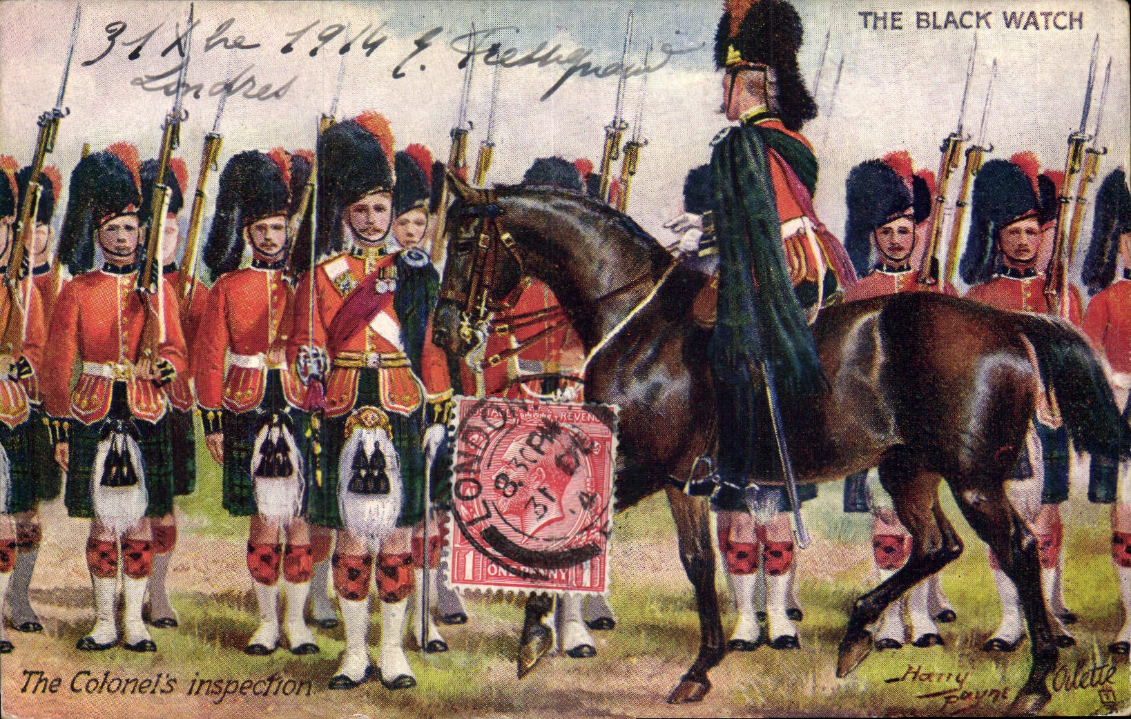 CPA Militaria The colonel's inspection