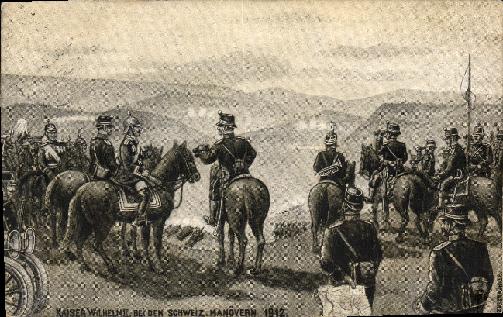 CPA Militaria Kaiser Wilhelm II bei den Schweiz Manovern 1912