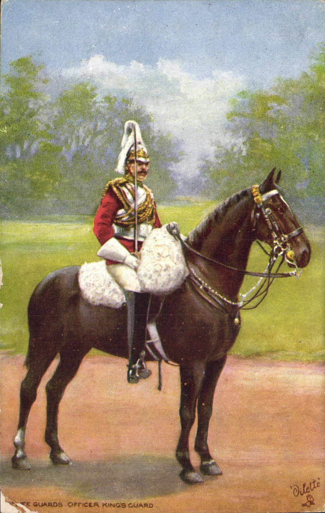 CPA Militaria Guards Officer Kings Guard Cavalier