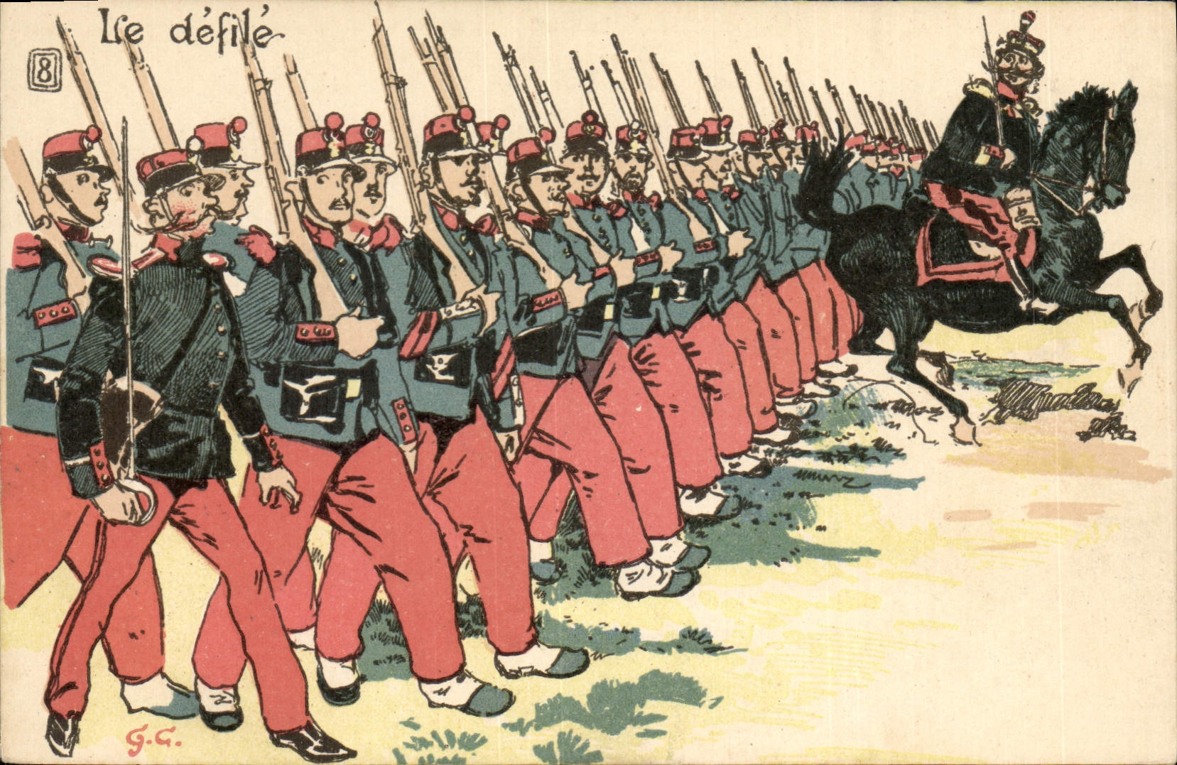 CPA Militaria Le defile