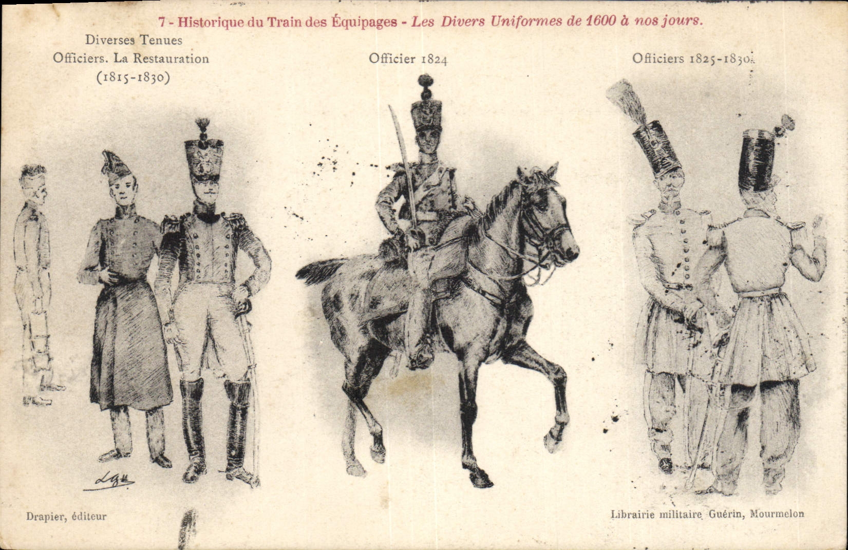 CPA Militaria Train des equipages Les divers uniformes de 1600 a nos jours Restauration Officier 182