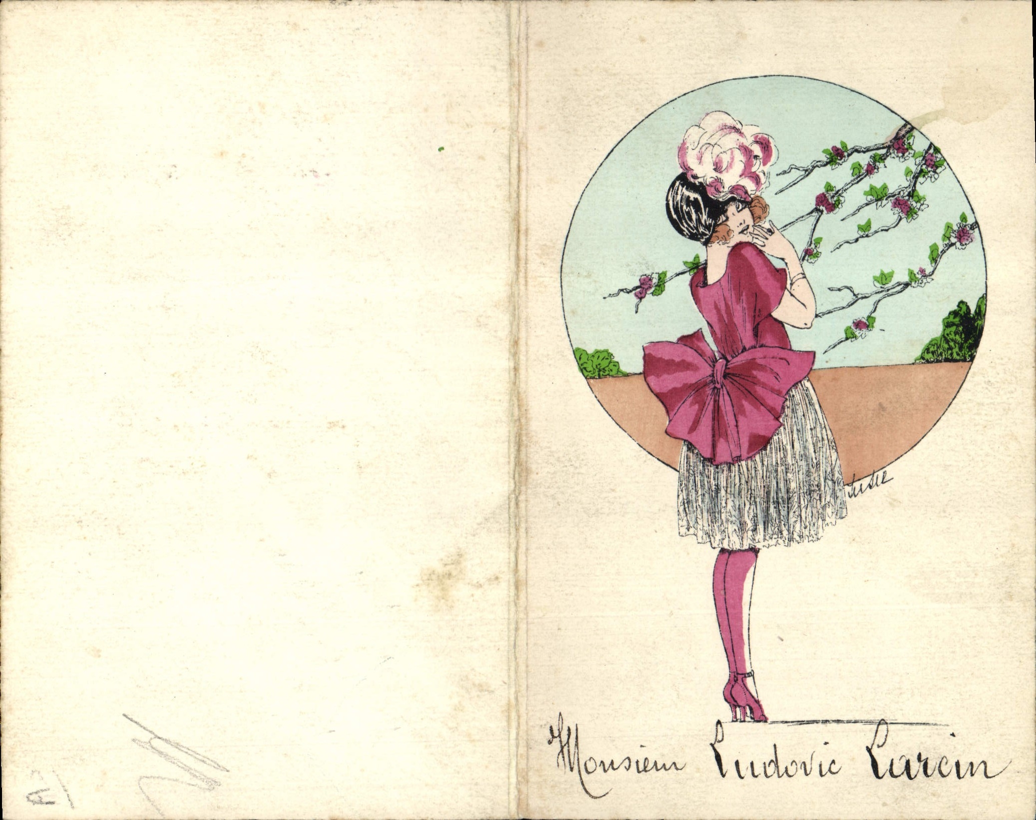 CPA Fantaisie (dessin a la main) Femme