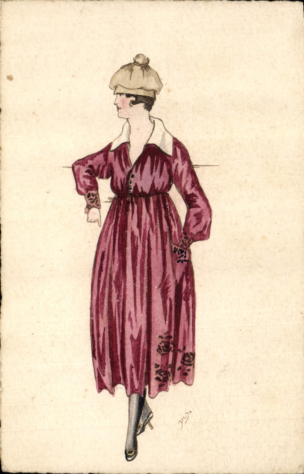 CPA Fantaisie (dessin a la main) Femme