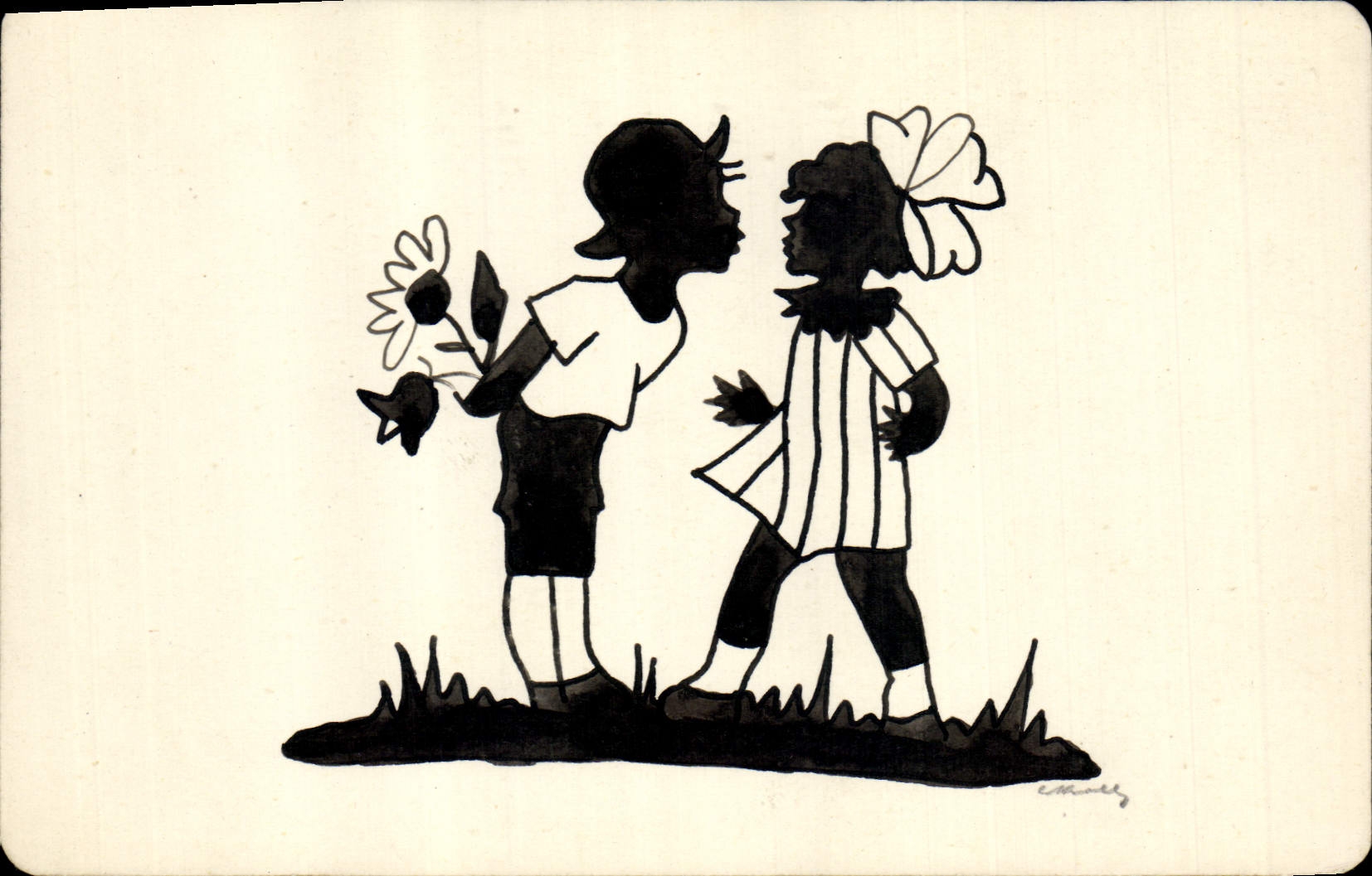 CPA Fantaisie (dessin a la main) Enfants