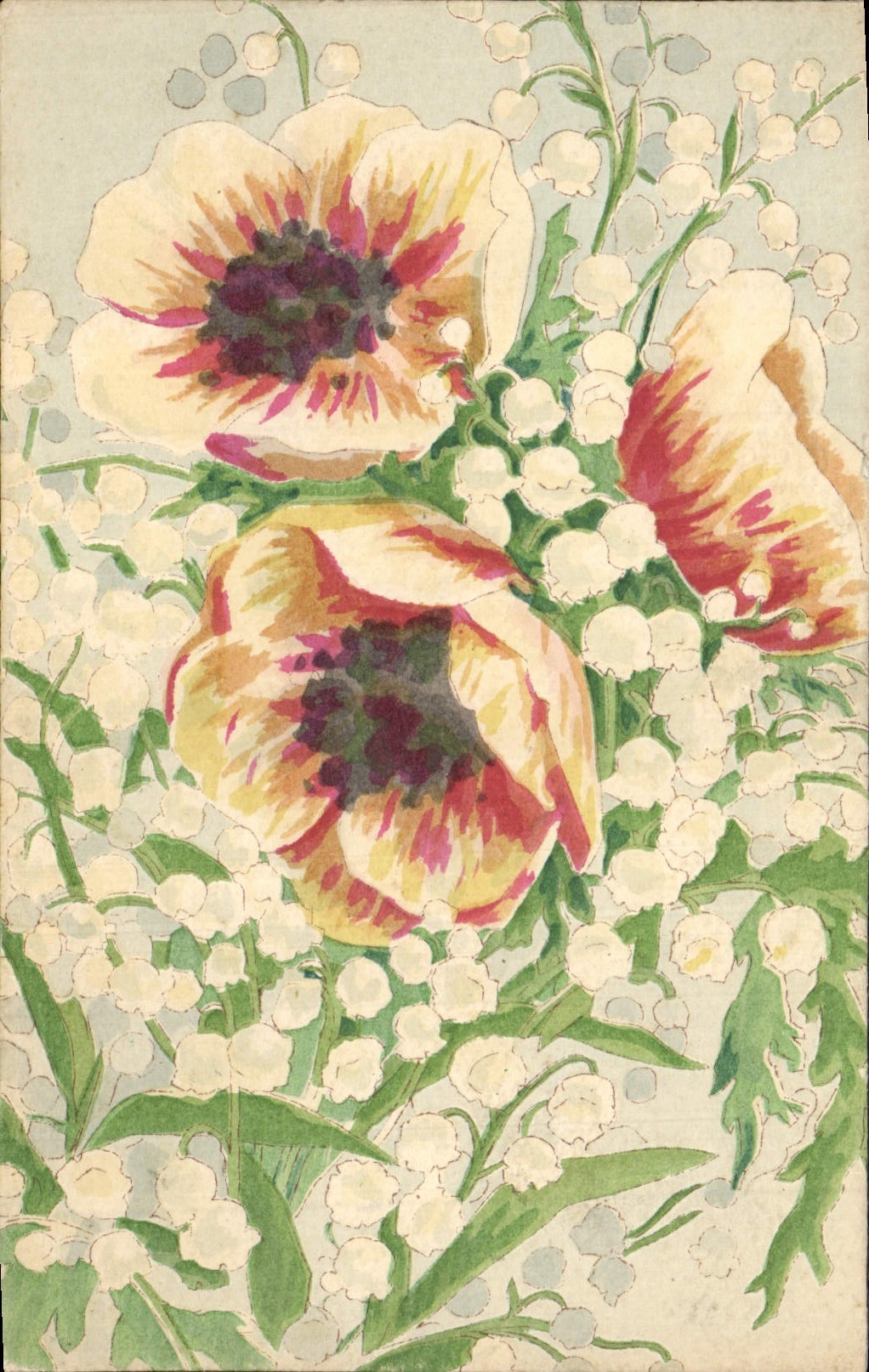 CPA Fantaisie (dessin a la main) Fleurs