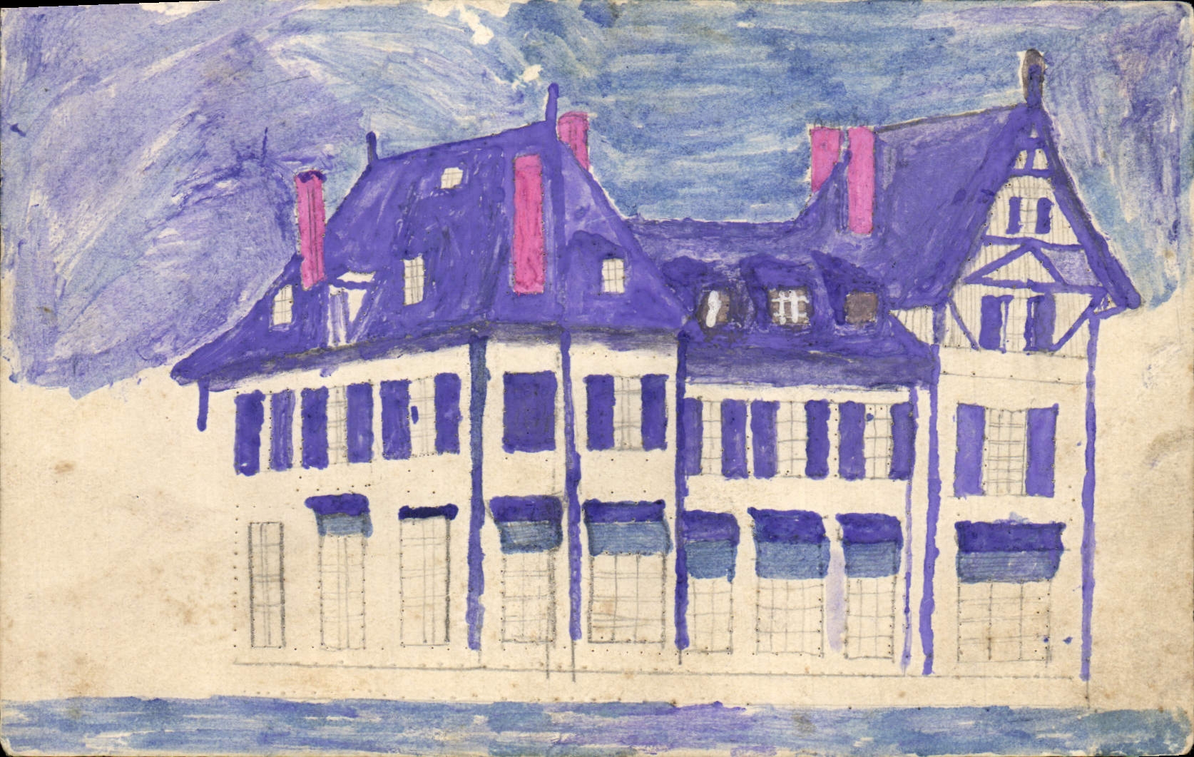 CPA Fantaisie (dessin a la main) Maison