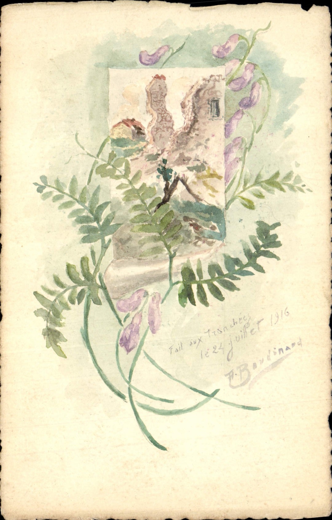 CPA Fantaisie (dessin a la main) Fleurs