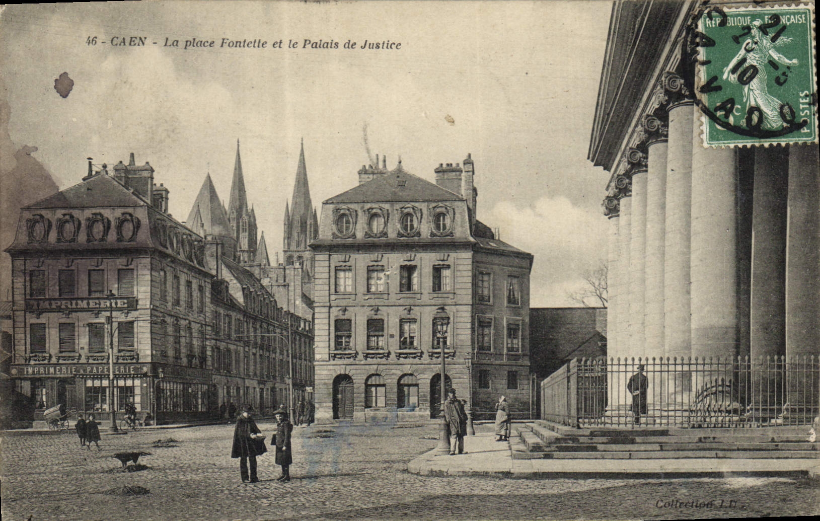 CPA Caen La place Fontette et le Palais de justice 