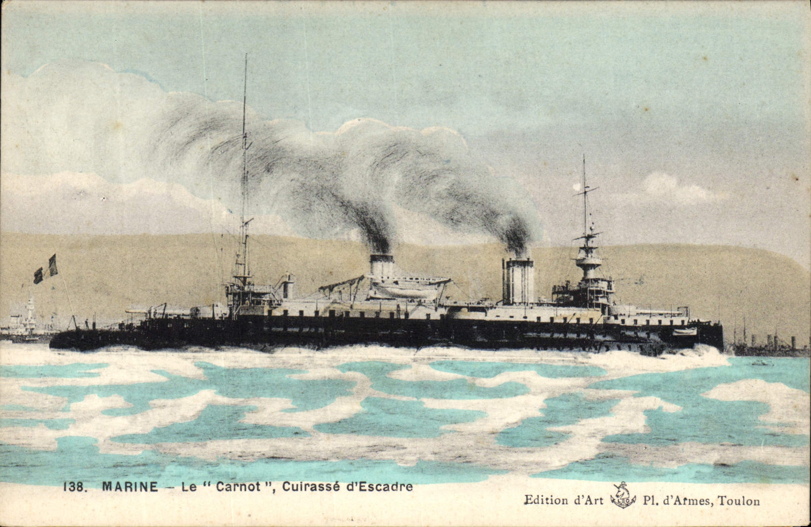 CPA Bateau de Guerre Le Carnot Cuirasse d'escadre