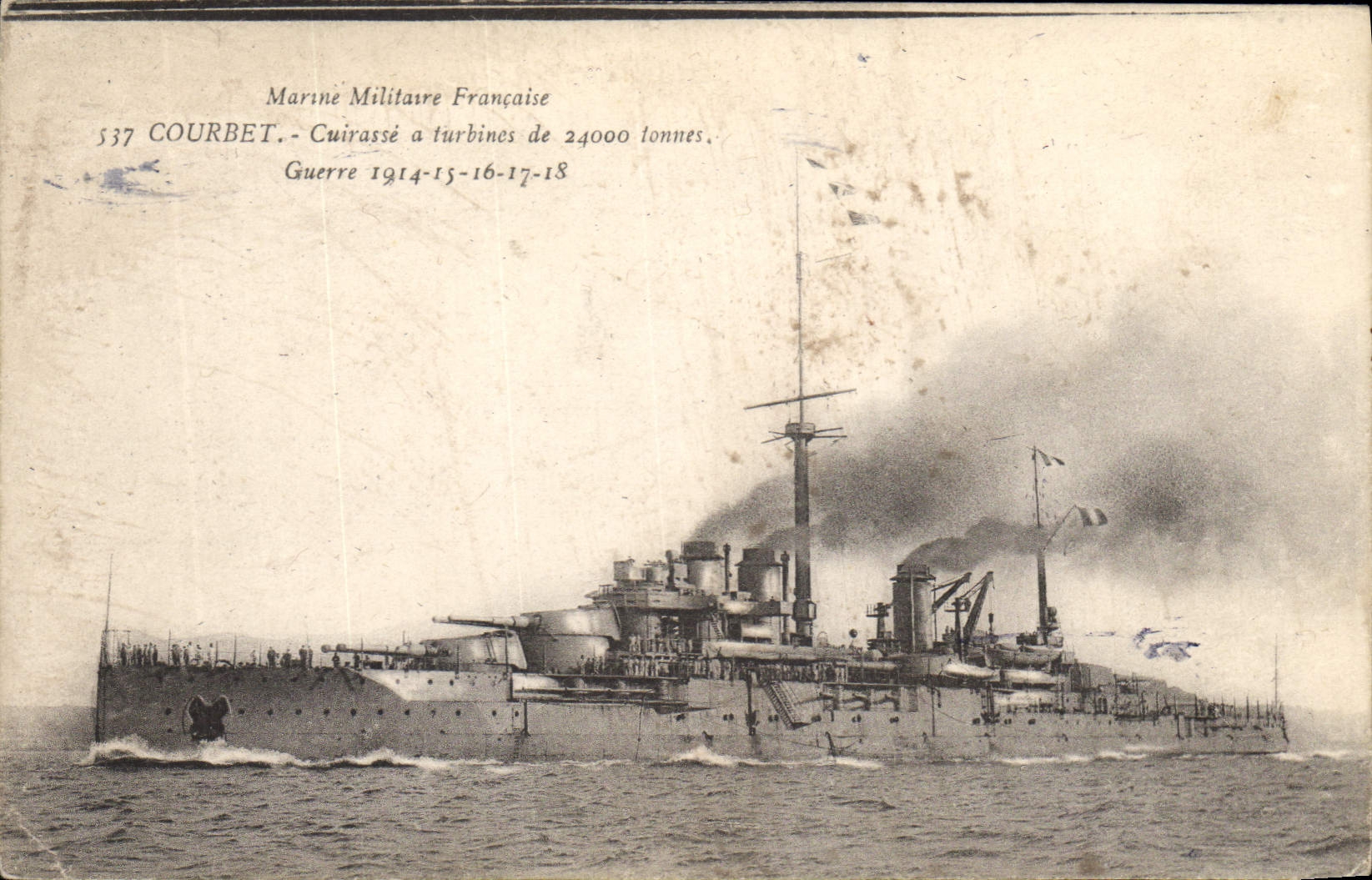 CPA Bateau de Guerre Courbet Cuirasse a turbines