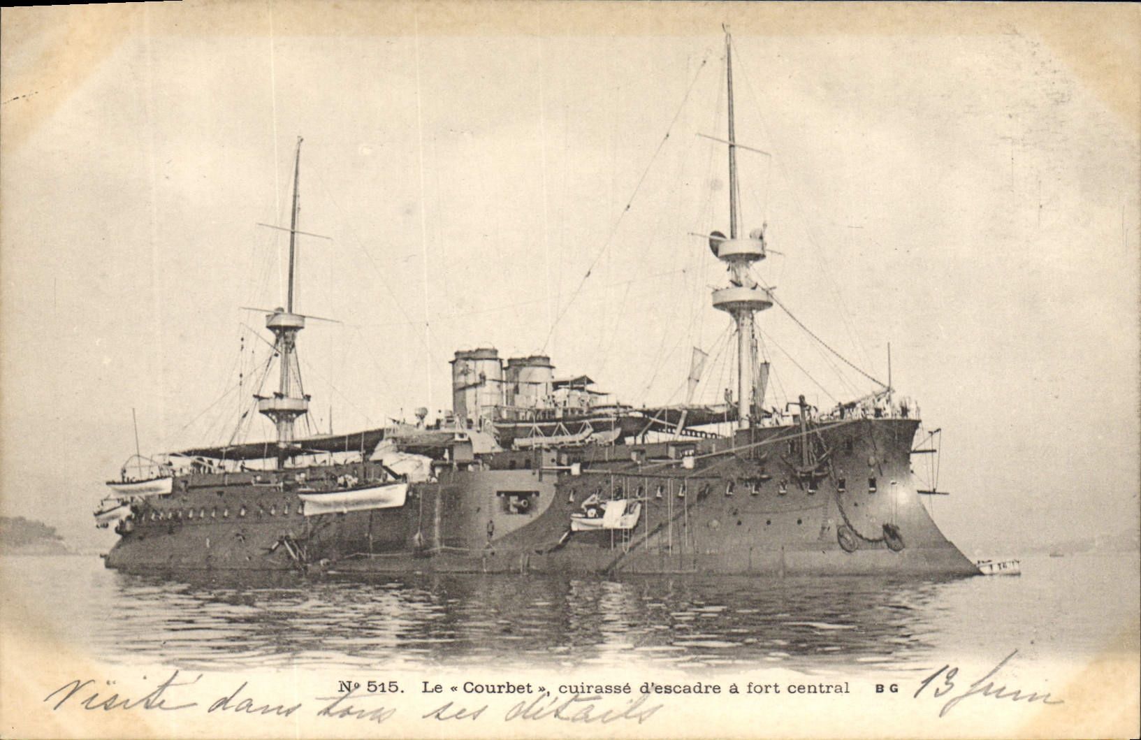CPA Bateau de Guerre Le Courbet Cuirasse d'escadre a fort central