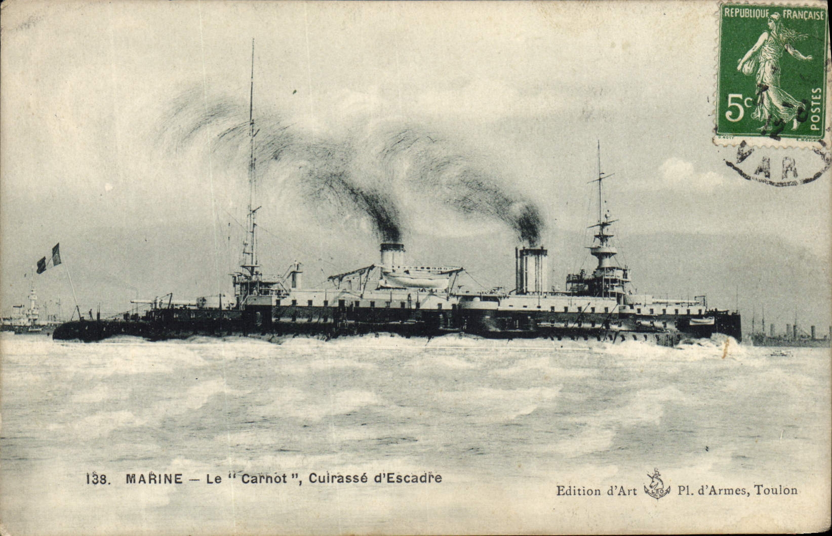 CPA Bateau de Guerre Le Carnot Cuirasse d'escadre