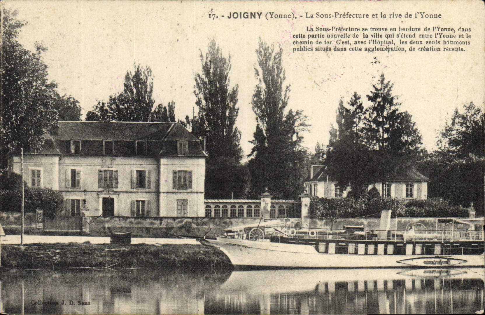 CPA Joigny Sous Prefecture et la rive de l'Yonne Bateau
