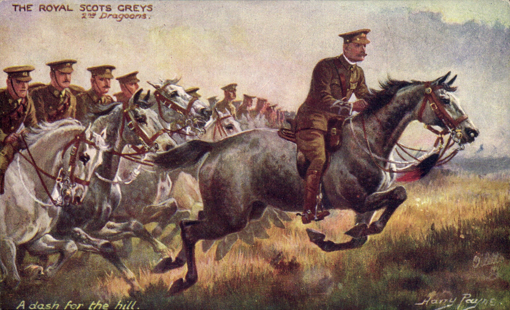 CPA Militaria The Royal Scots Greys 2nd Dragons A dash for the hill The Greys in khaki drill order