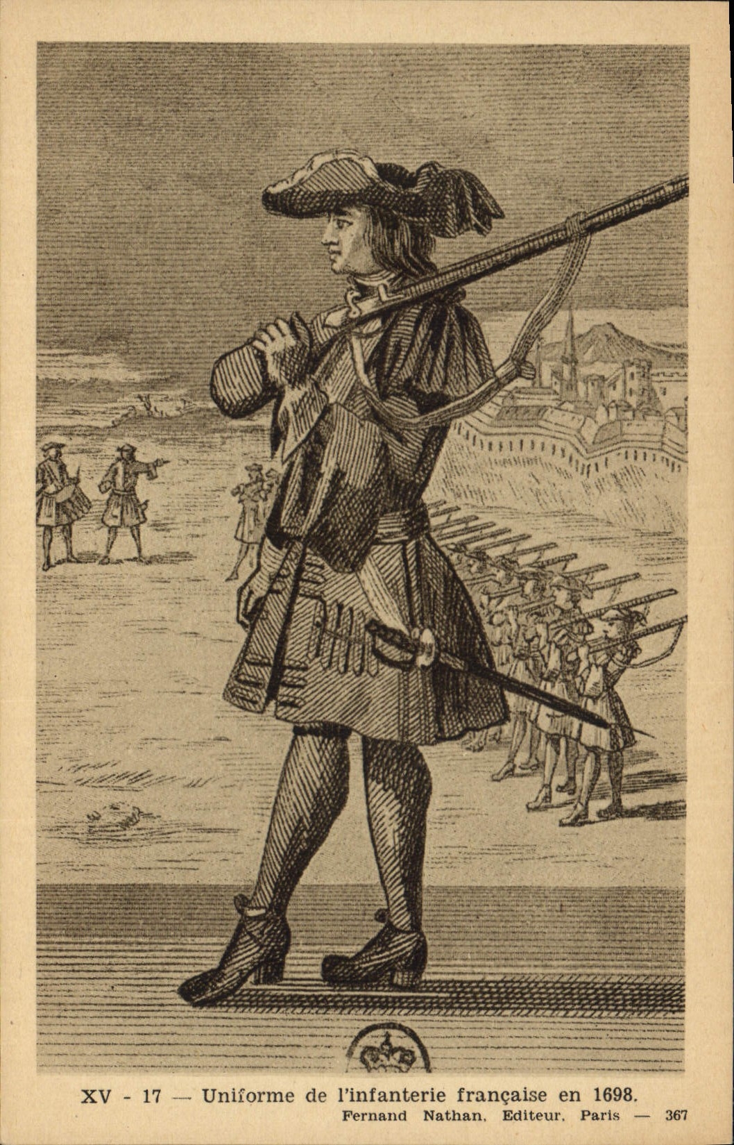 CPA Militaria Uniforme de l'infanterie francaise en 1698