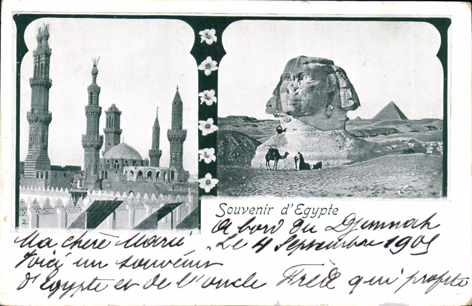 CPA Egypt Egypte Souvenir Timbre Cote des Somalis 