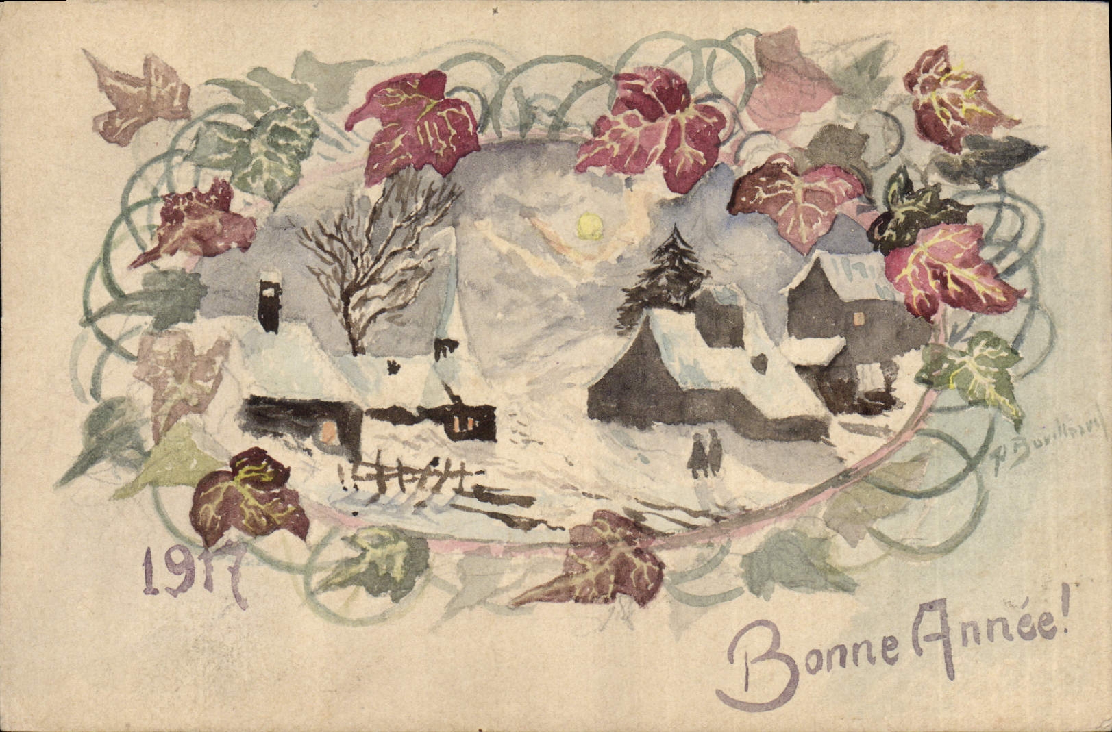 CPA Fantaisie (dessin a la main)  Fleurs 