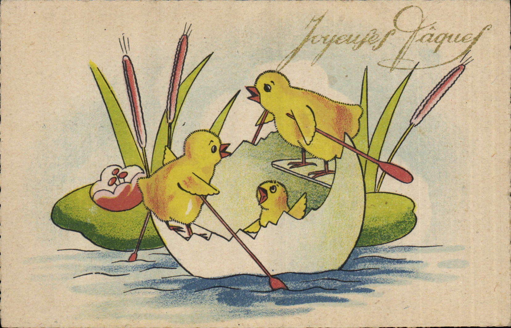 CPA Fantaisie Poussins Oeuf 