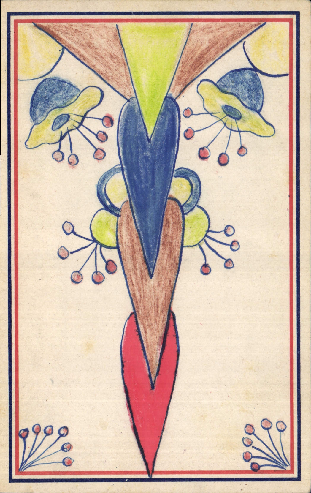 CPA Fantaisie (dessin a la main)  Fleurs 