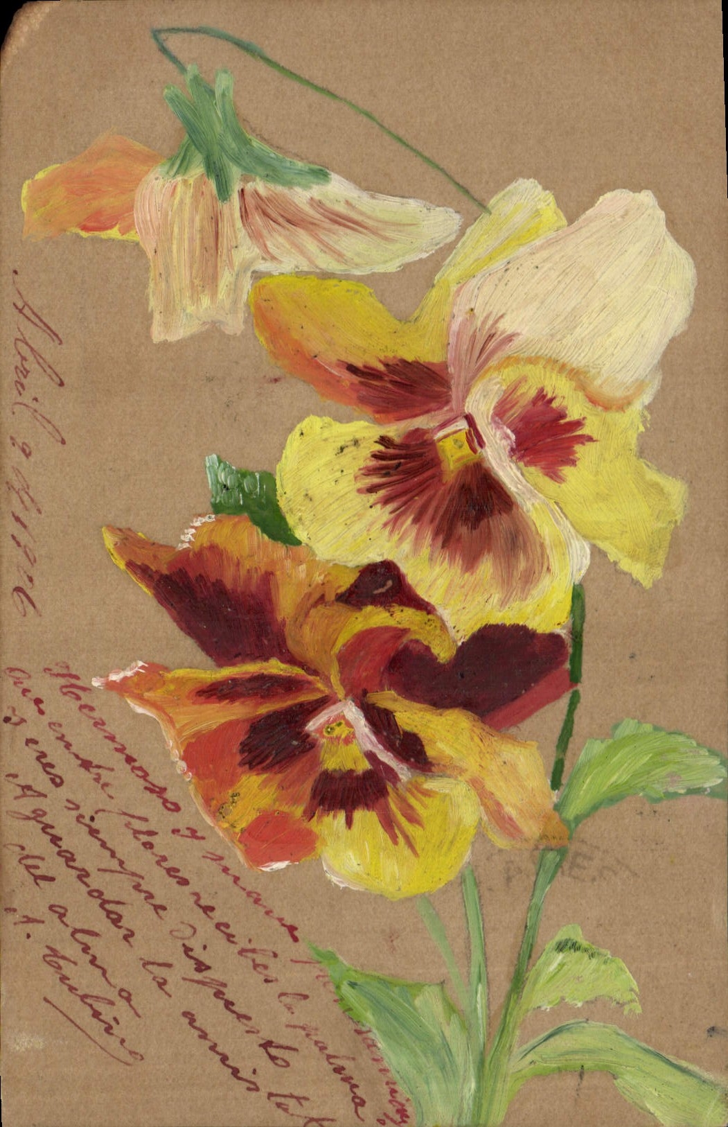 CPA Fantaisie (dessin a la main)  Fleurs 