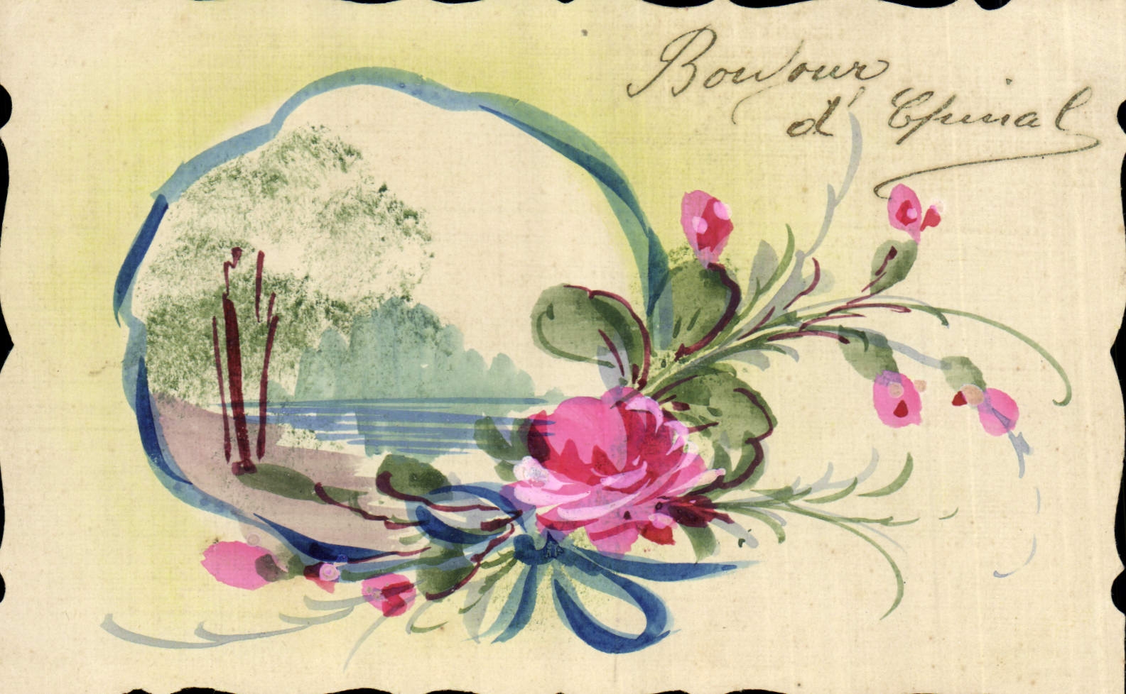 CPA Fantaisie (dessin a la main)  Fleurs 