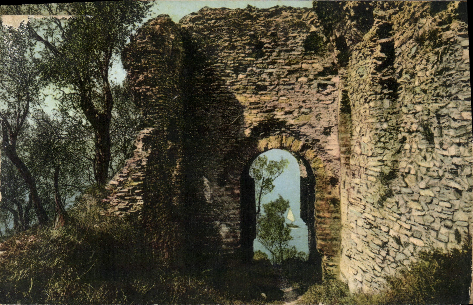 CPA Chateau Lago du Garda Sirmione Grotta di Catullo 