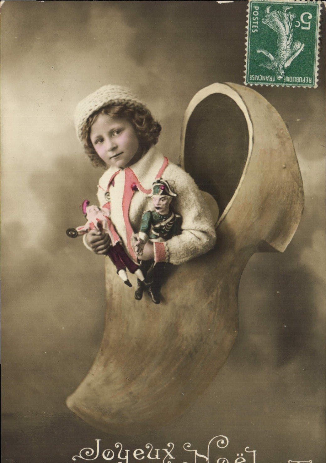 CPA Fantaisie Enfant Poupee Joyeux Noel Sabot