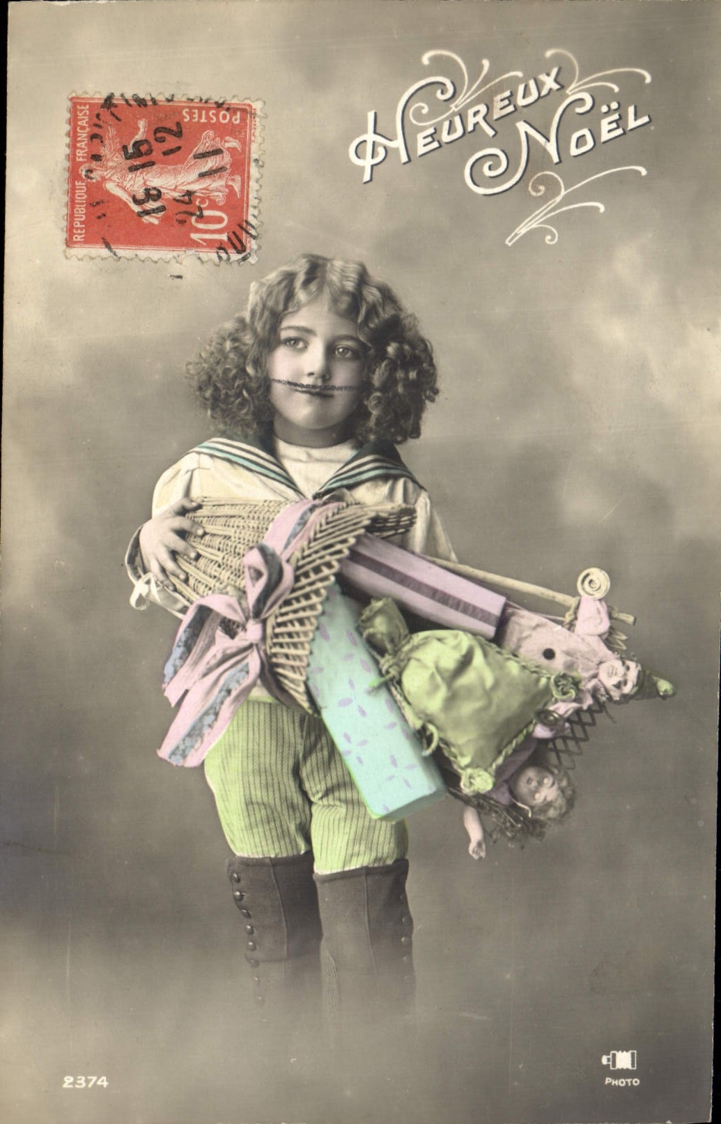 CPA Fantaisie Enfant Poupee Noel