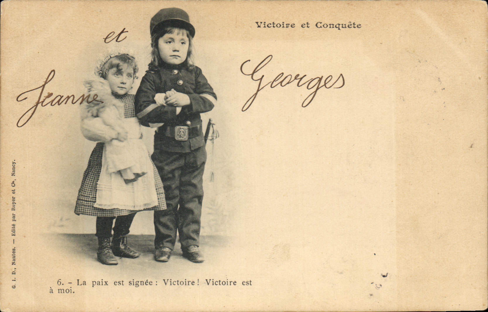 CPA Fantaisie Enfant Victoire et conquete Militaria Poupee 