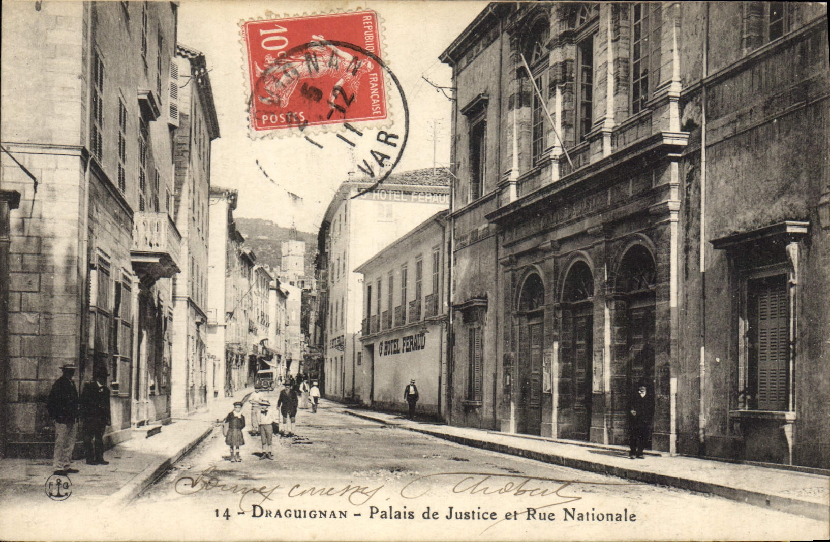 CPA Palais de Justice et Rue Nationale Draguignan