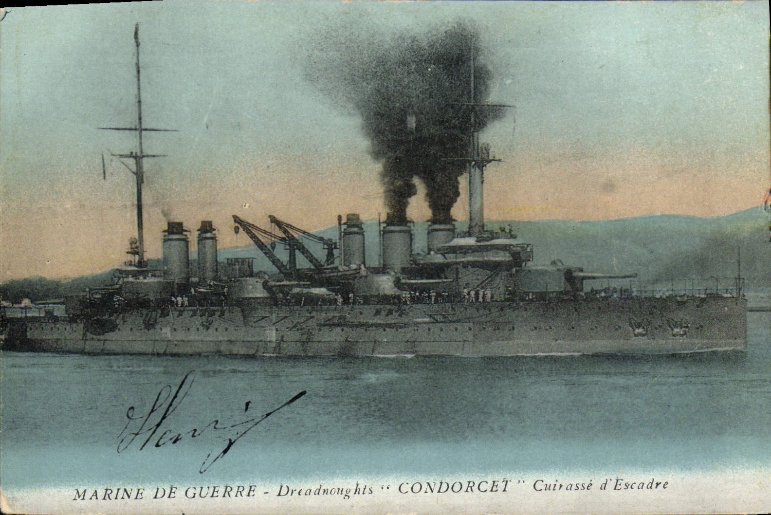 CPA Bateau de Guerre Dreadnoughts Condorcet Cuirasse d'escadre