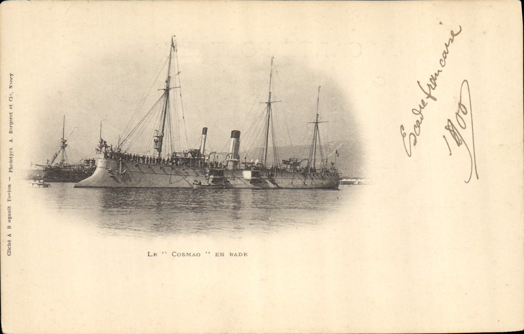 CPA Bateau de Guerre Le Cosmao en rade